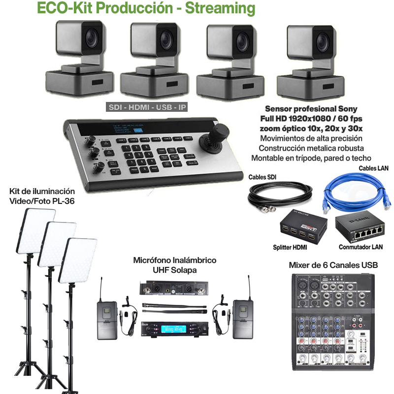 Kit NSCaster X2 + 3 PTZ 4K 12x + Control Panel (copiar)