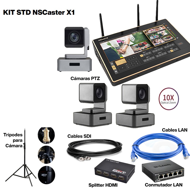 Kit STD NSCaster X1 + 3 PTZ 10x (SDI/HDMI/USB/LAN)