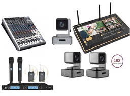 Kit NSCaster X1 + 3 PTZ 10x (SDI/HDMI/LAN/USB) + Mixer + Mic UHF